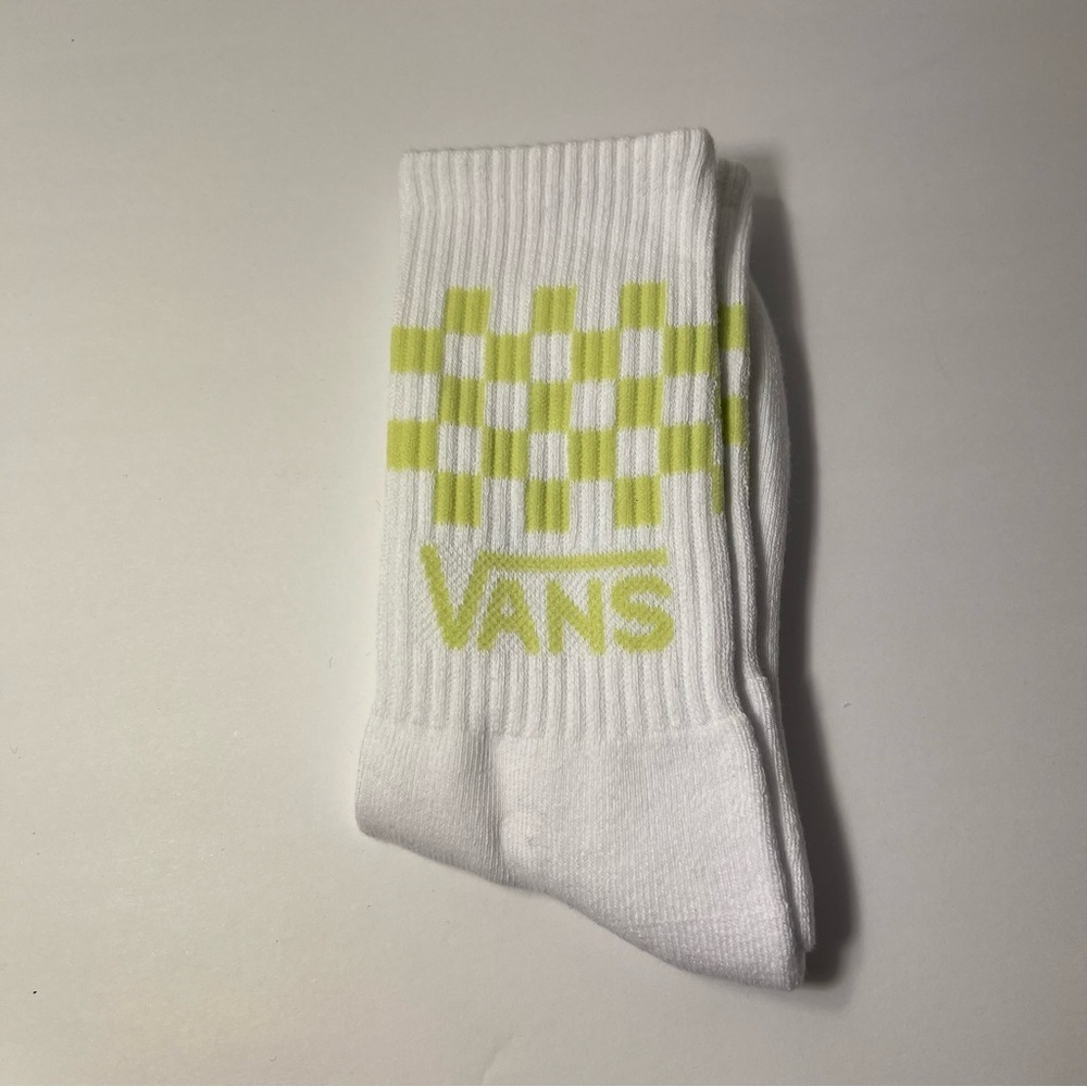 Vans Women’s Classic Checkerboard Lime Green Crew Socks Size 6.5-10 Single Pair